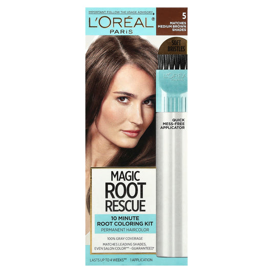 L'Oréal, Magic Root Rescue, 10 Minute Root Coloring Kit, 5 Medium Brown, 1 Application - Image 1