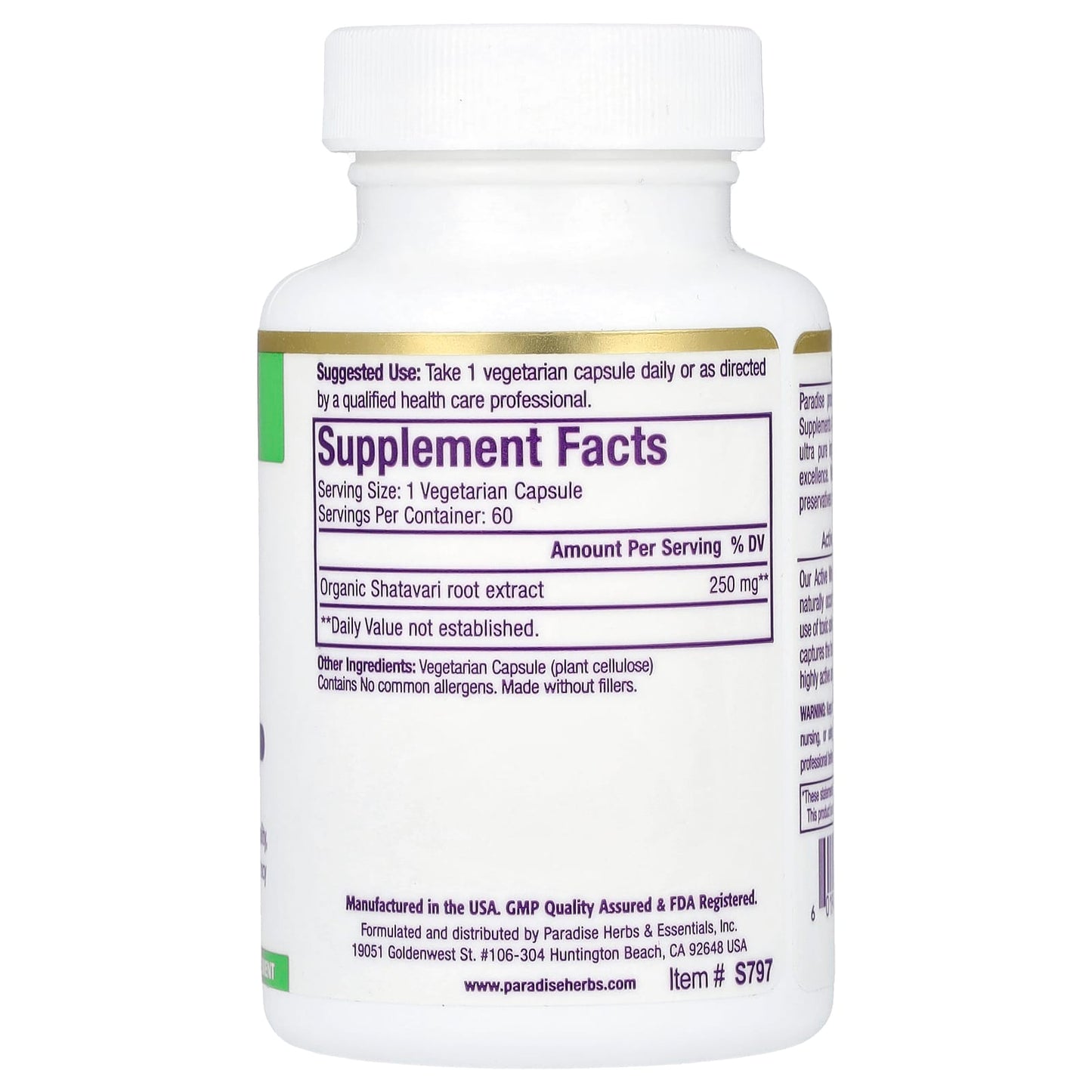 Paradise Herbs, Shatavari Extract, 60 Vegetarian Capsules (250 mg per Capsule) - Image 2