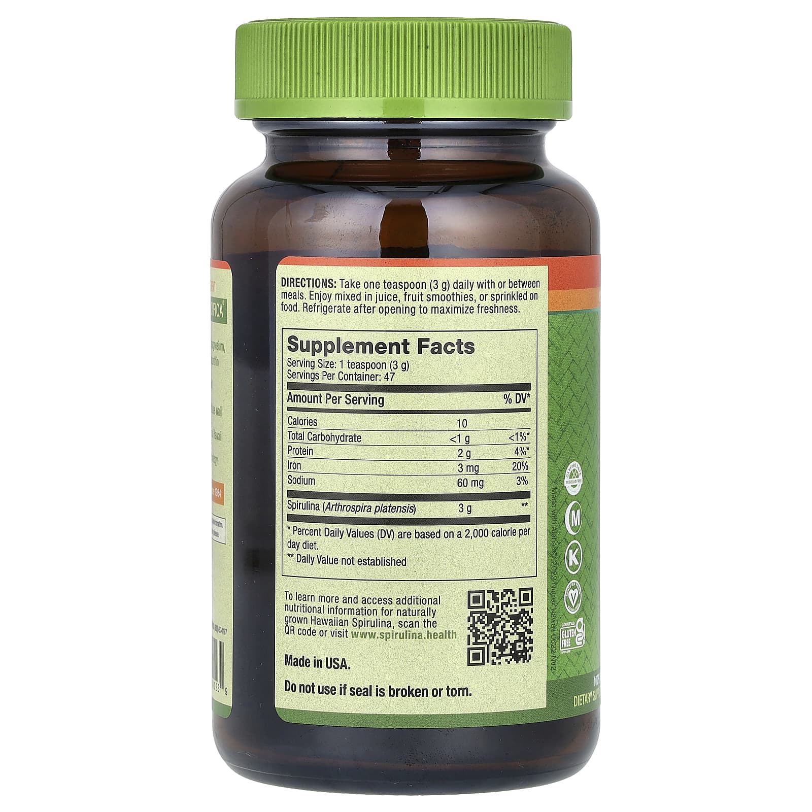 Nutrex Hawaii, Pure Hawaiian Spirulina, Powder, 5 oz (142 g) - Image 2