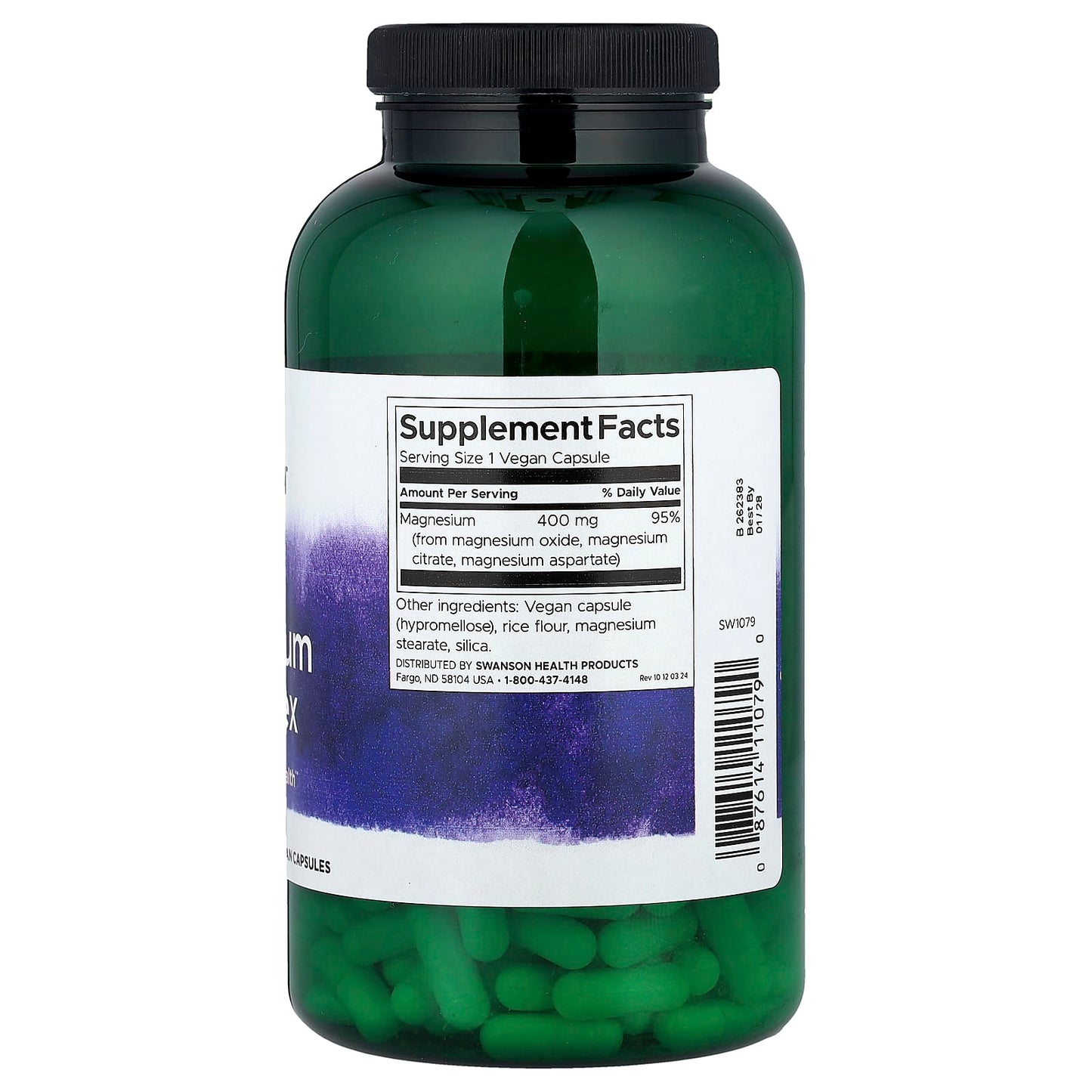 Swanson, Triple Magnesium Complex, 400 mg, 300 Vegan Capsules - Image 2