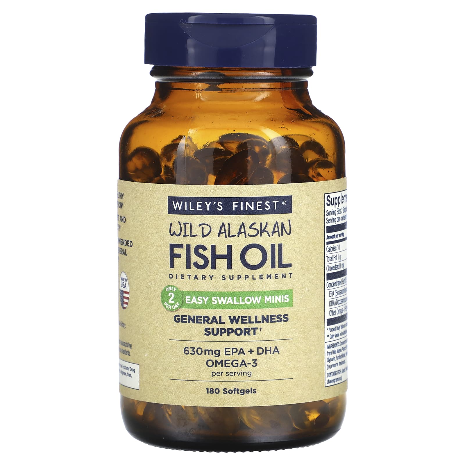 Wiley's Finest, Wild Alaskan Fish Oil, Easy Swallow Minis, 180 Softgels - Image 1