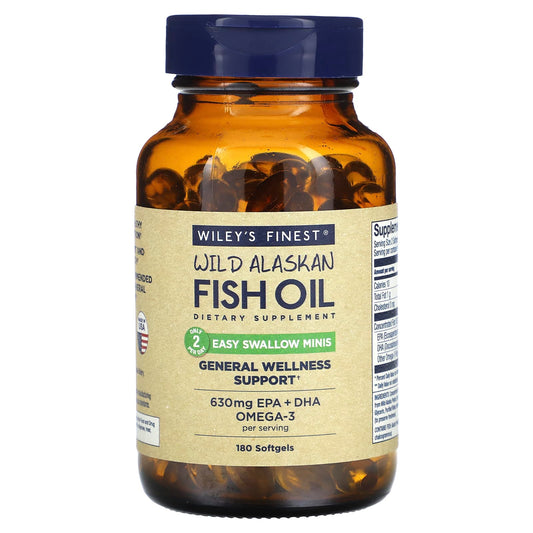 Wiley's Finest, Wild Alaskan Fish Oil, Easy Swallow Minis, 180 Softgels - Image 1