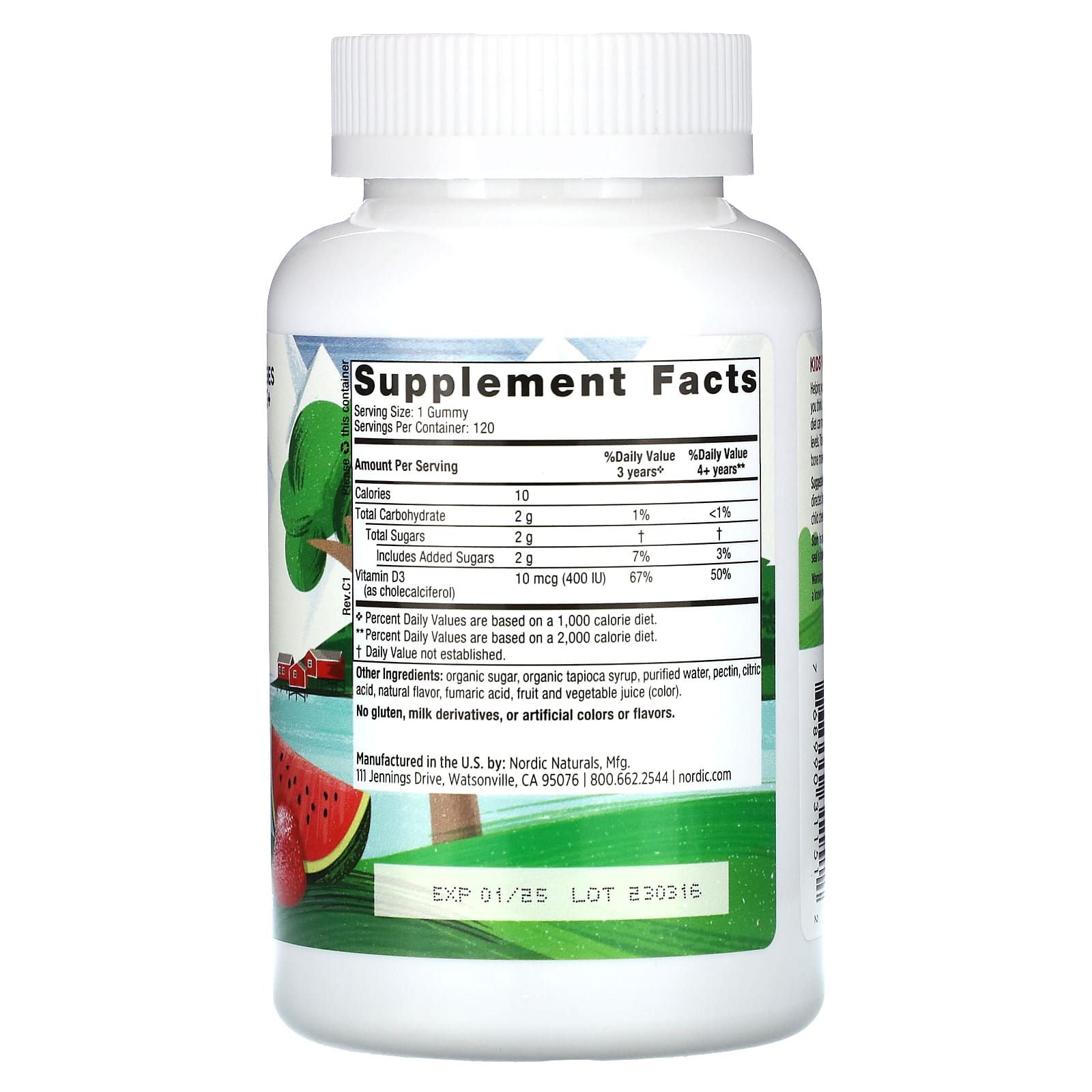 Nordic Naturals, Kids Vitamin D3 Gummies, Ages 3+, Wild Watermelon Splash, 400 IU, 120 Gummies - Image 2