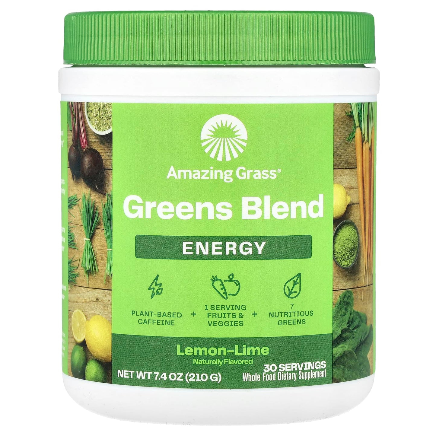 Amazing Grass Greens Blend with Lemon Lime Energy, 7.4 oz (210 g) - Image 1