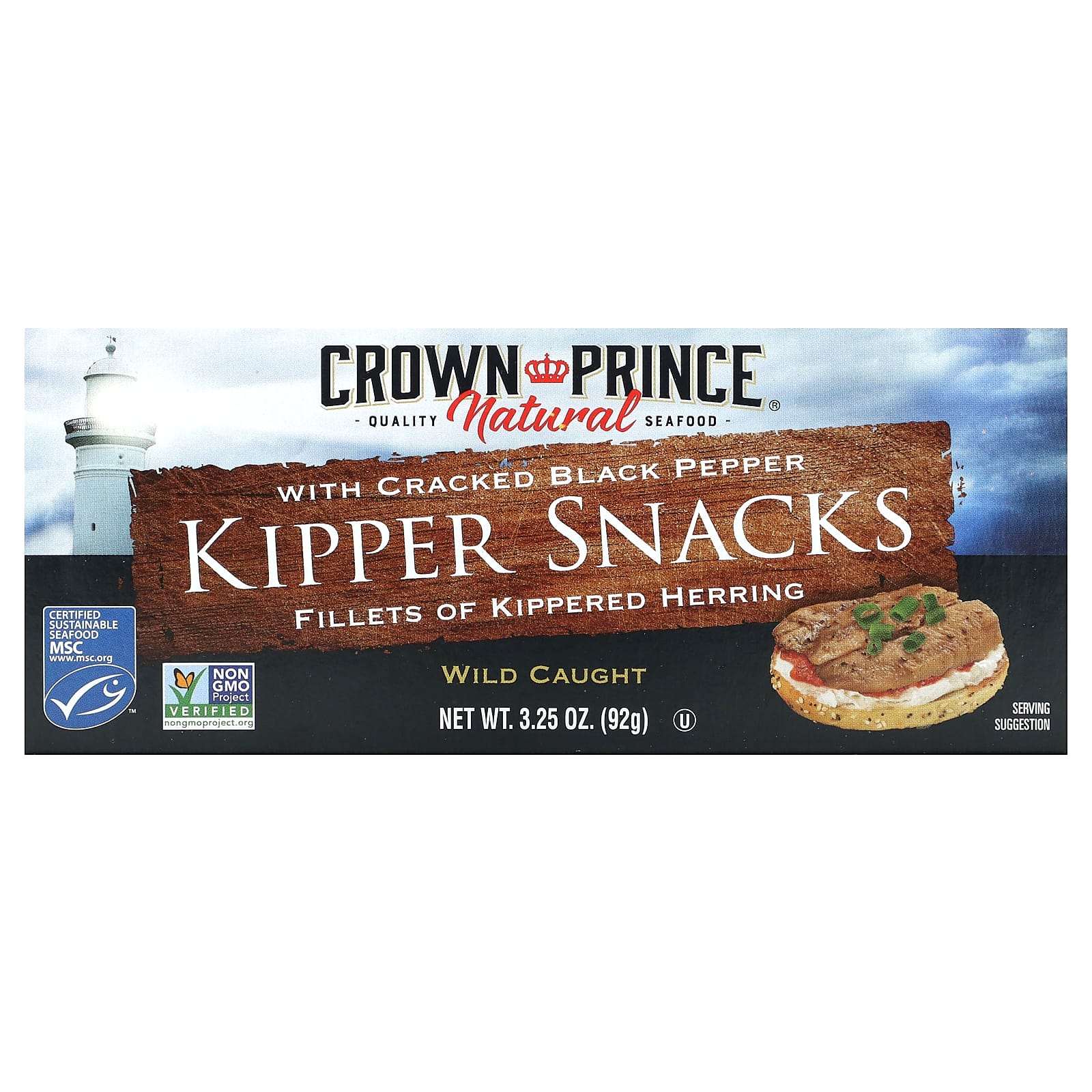 Wild-Caught Kipper Snacks with Cracked Black Pepper by Crown Prince Natural - Image 1