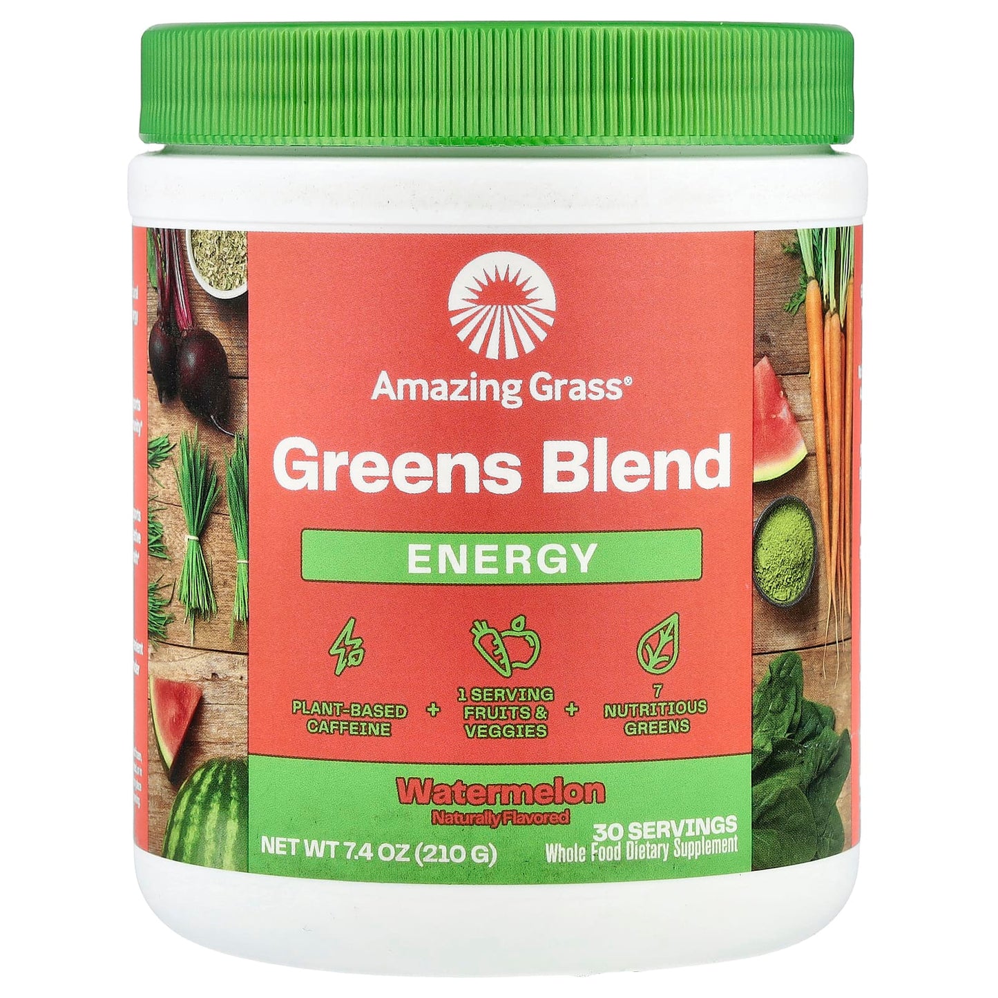 Amazing Grass Greens Blend with Energy and Caffeine - Watermelon 7.4 oz - Image 1