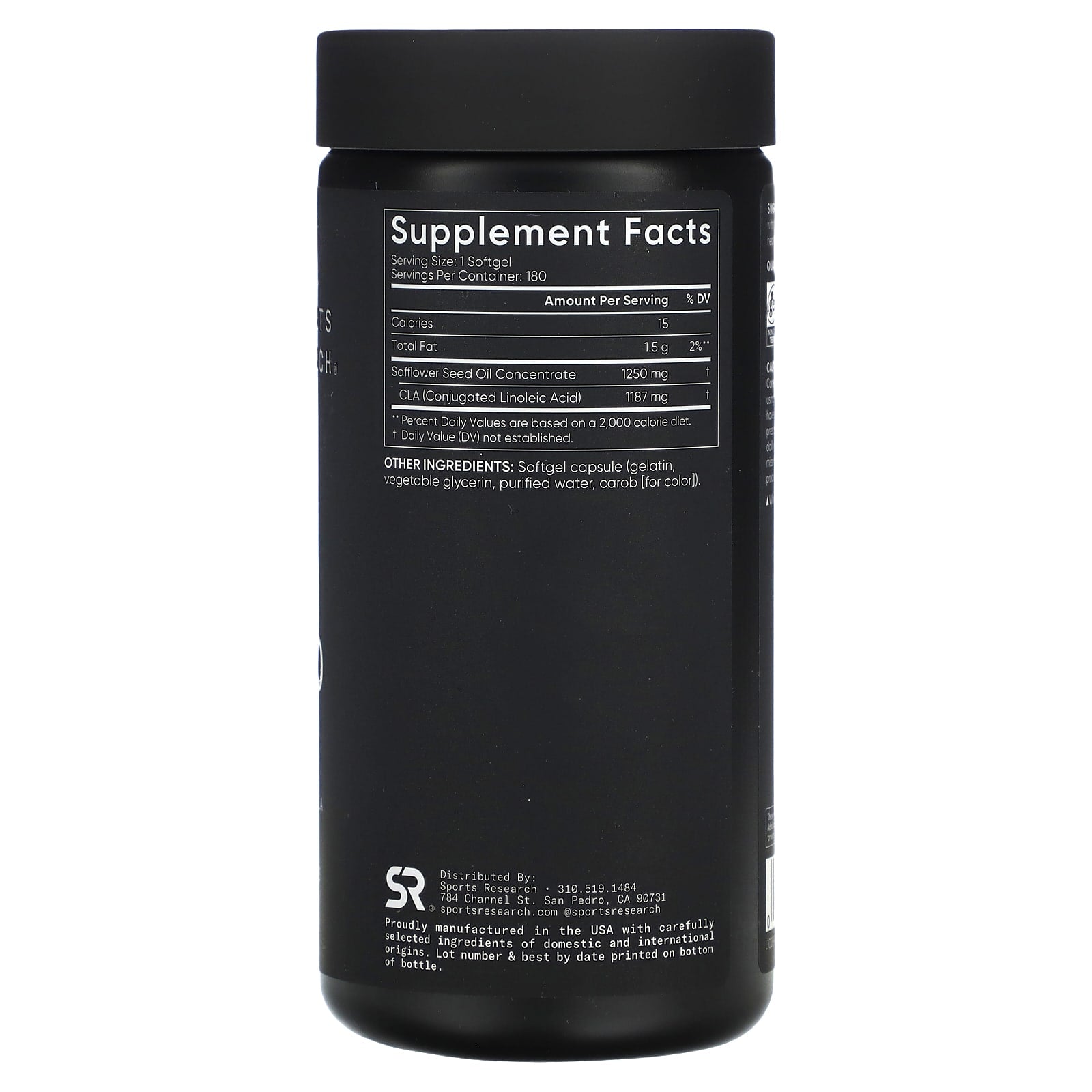 Sports Research, CLA 1250, Max Strength, 1,250 mg, 180 Softgels - Image 2