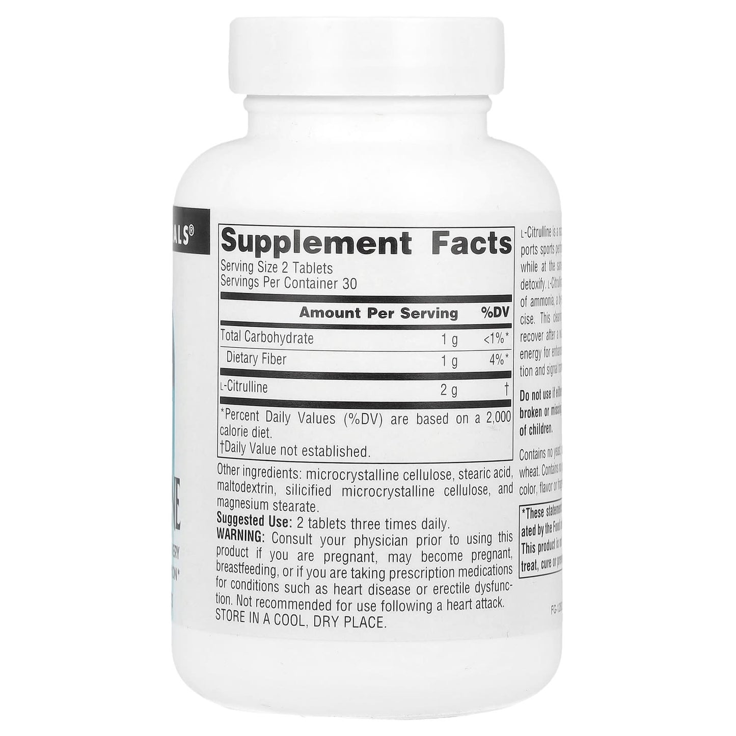 Source Naturals, L-Citrulline, 1,000 mg , 60 Tablets - Image 2