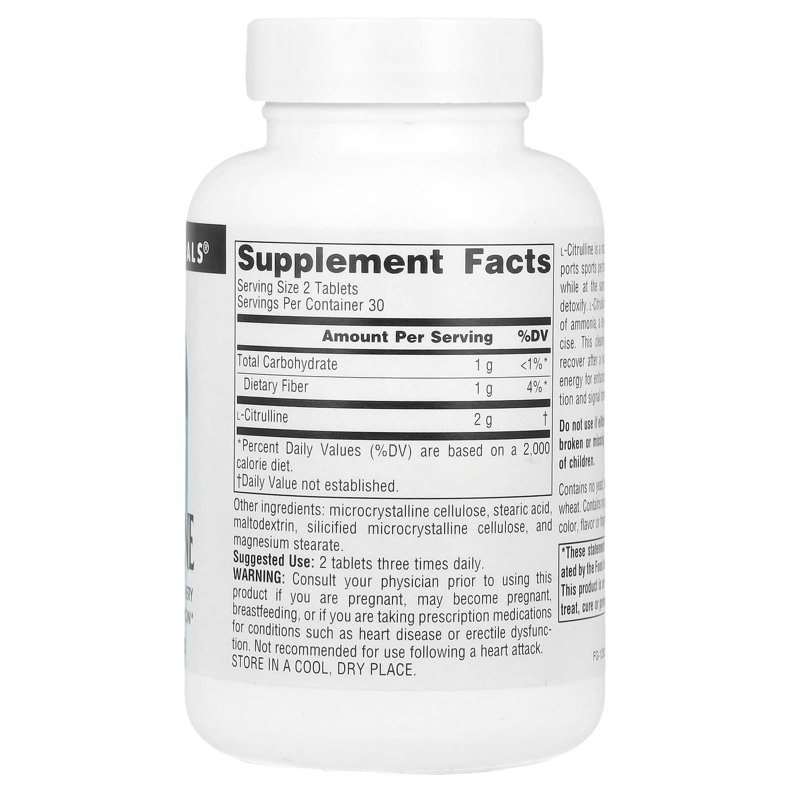 Source Naturals, L-Citrulline, 1,000 mg , 60 Tablets - Image 2