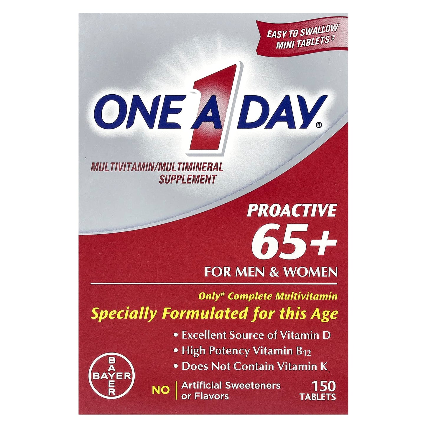 One-A-Day, Proactive 65+ For Men & Women, Multivitamin/Multimineral Supplement, 150 Tablets - Image 1