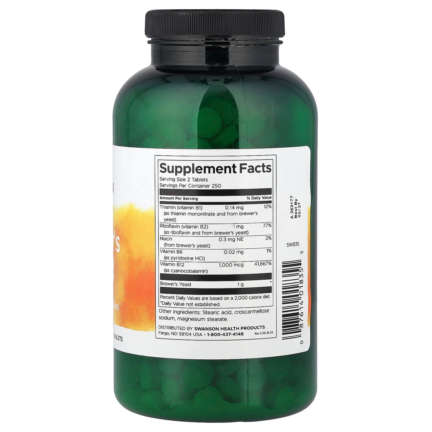Swanson, Brewer's Yeast, 500 Tablets - Image 2
