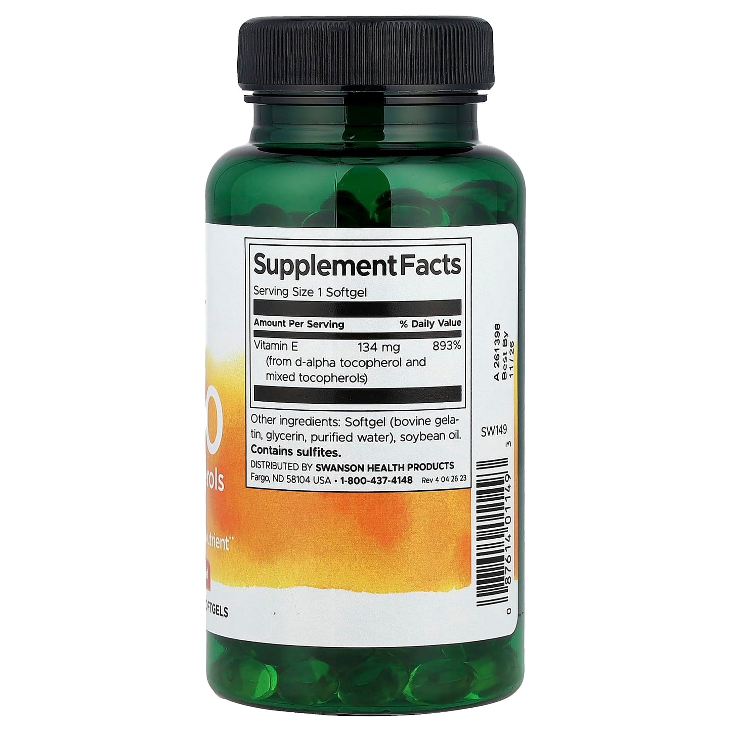 Swanson, E-200 Mixed Tocopherols, 134 mg (200 IU), 250 Softgels - Image 2
