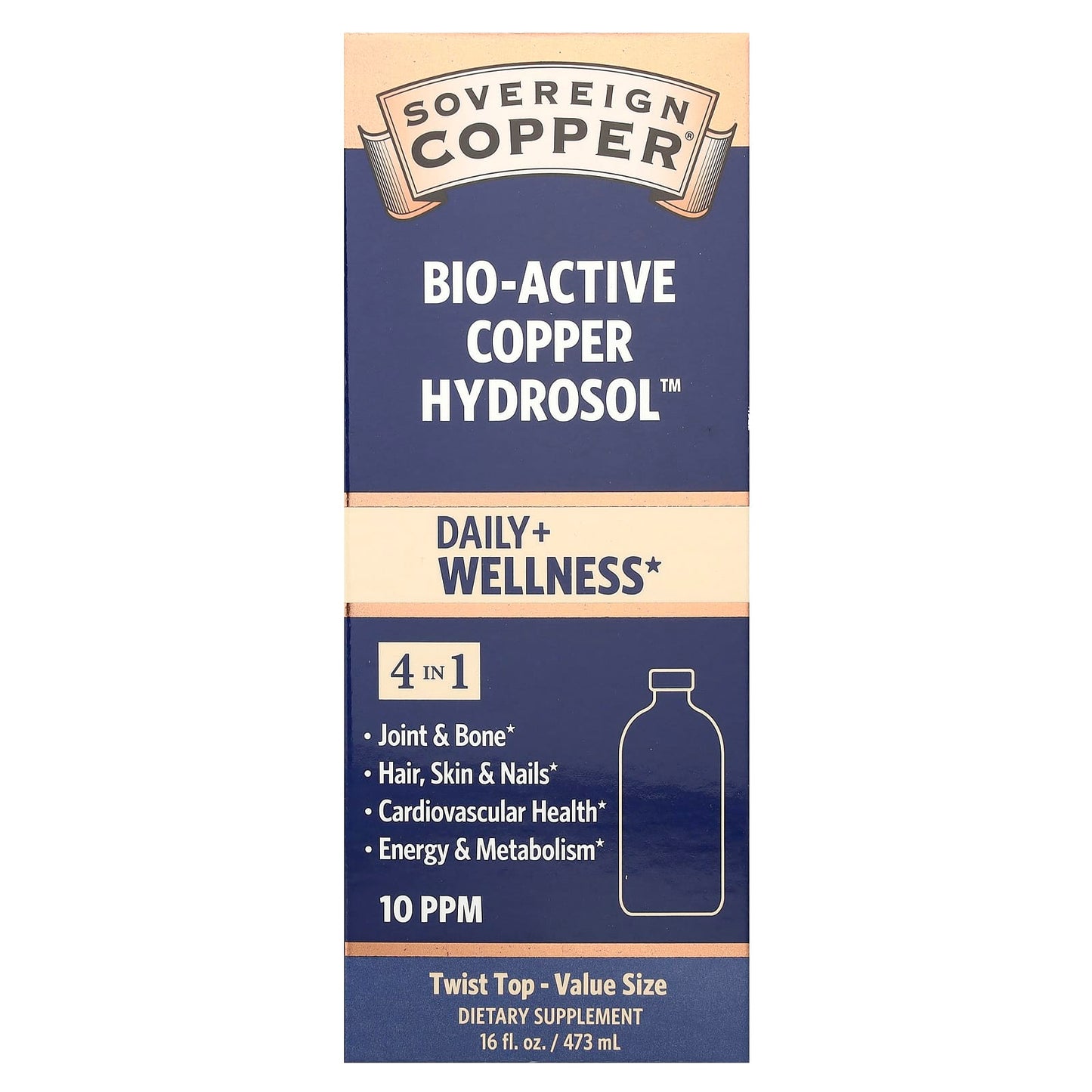 Sovereign Silver, Bio-Active Copper Hydrosol™, 10 PPM, 16 fl oz (473 ml) - Image 1