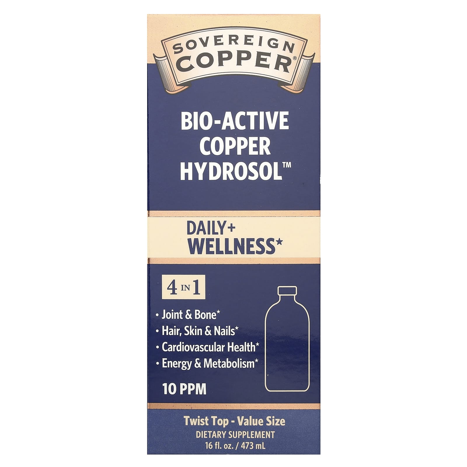 Sovereign Silver, Bio-Active Copper Hydrosol™, 10 PPM, 16 fl oz (473 ml) - Image 1