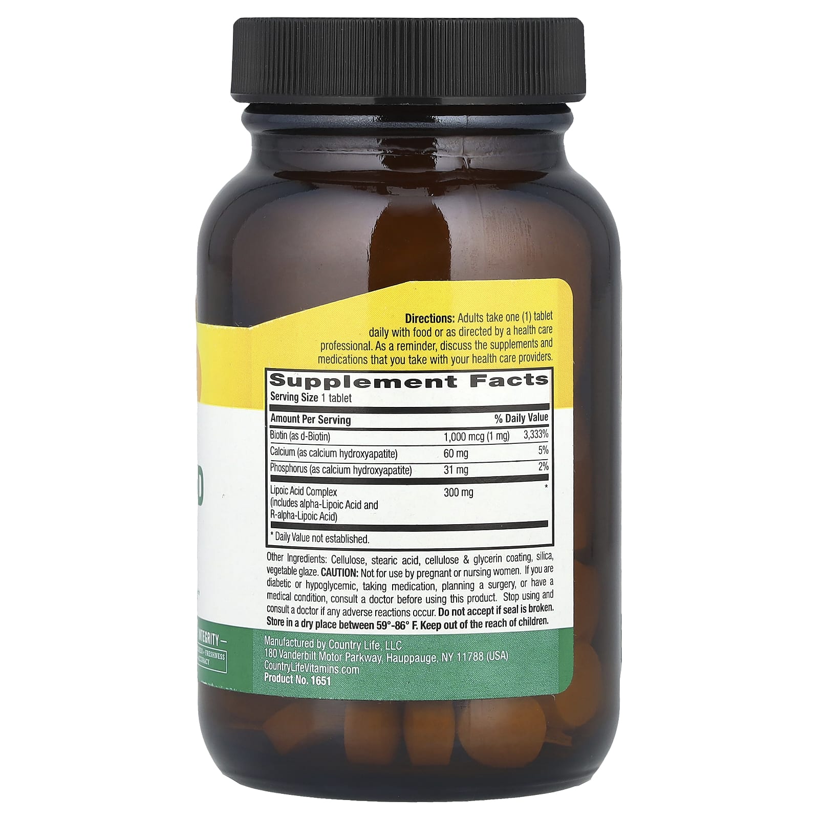 Country Life Active Lipoic Acid, 60 Tablets - Gluten-Free & Vegan - Image 2