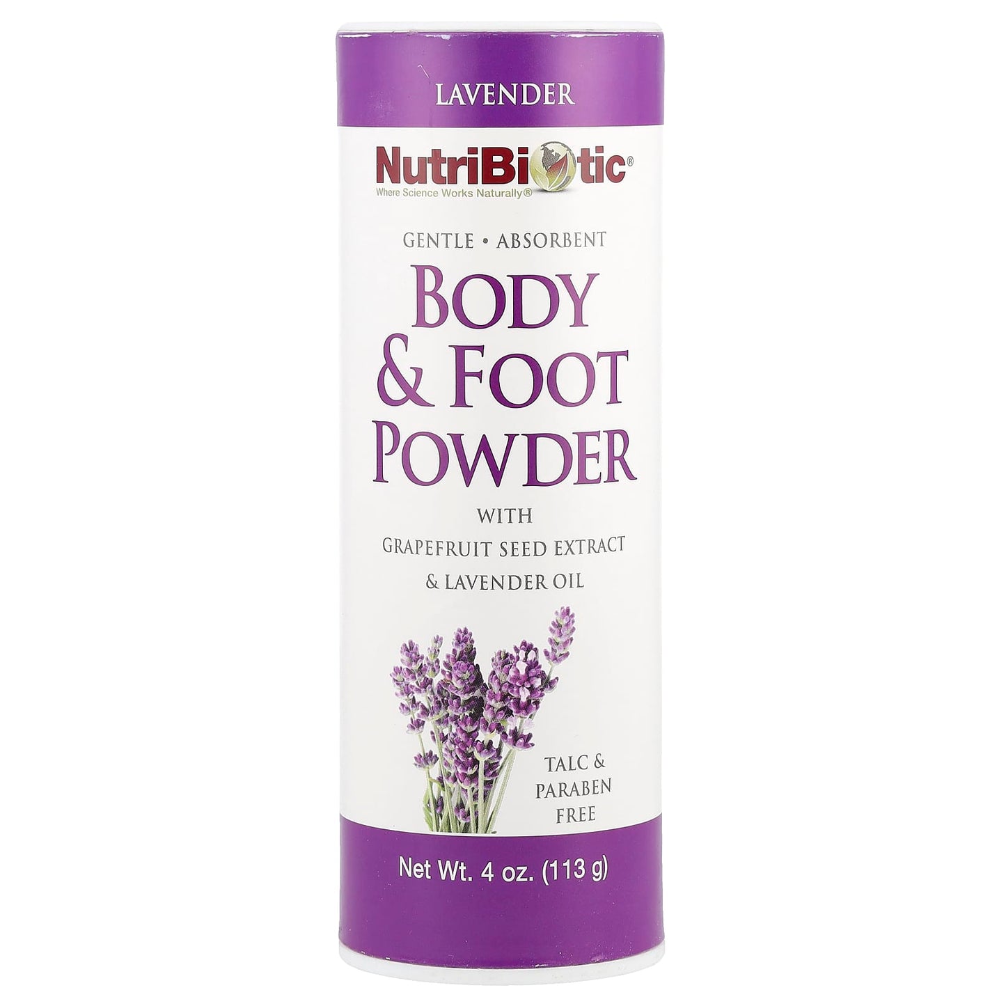 NutriBiotic, Body & Foot Powder with Grapefruit Seed Extract & Lavender Oil, Lavender, 4 oz (113 g) - Image 1