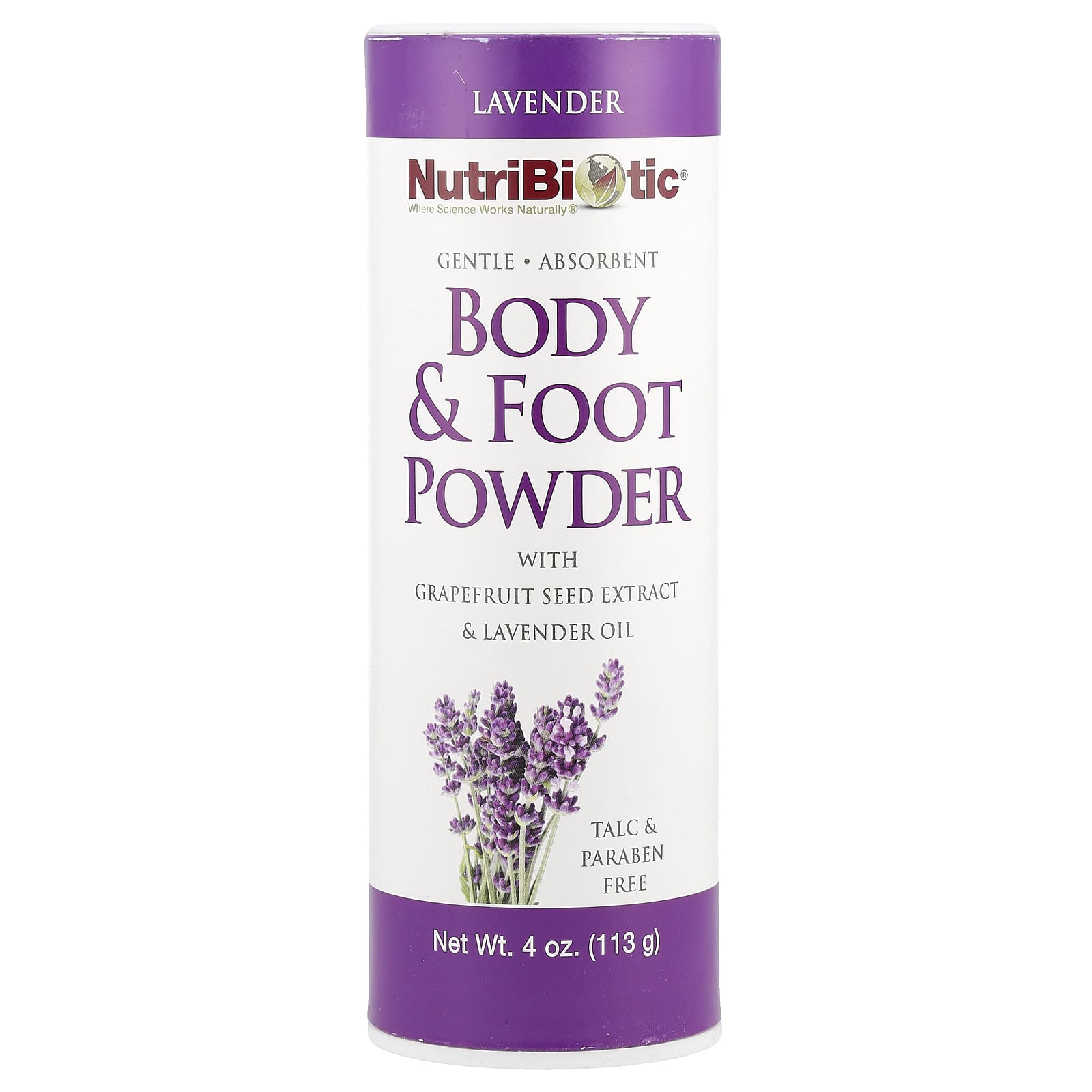 NutriBiotic, Body & Foot Powder with Grapefruit Seed Extract & Lavender Oil, Lavender, 4 oz (113 g) - Image 1
