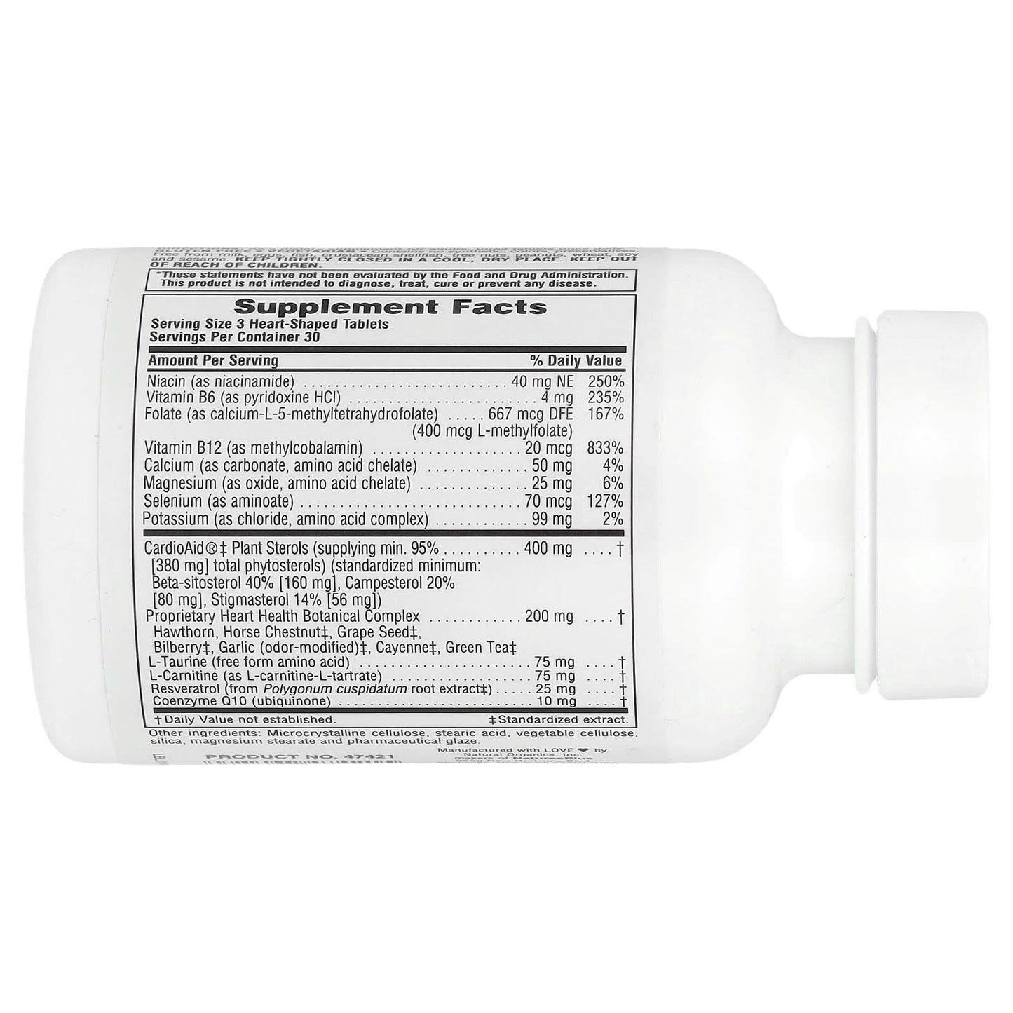 NaturesPlus, HeartBeat®, Cardiovascular Support, 90 Heart-Shaped Tablets - Image 2