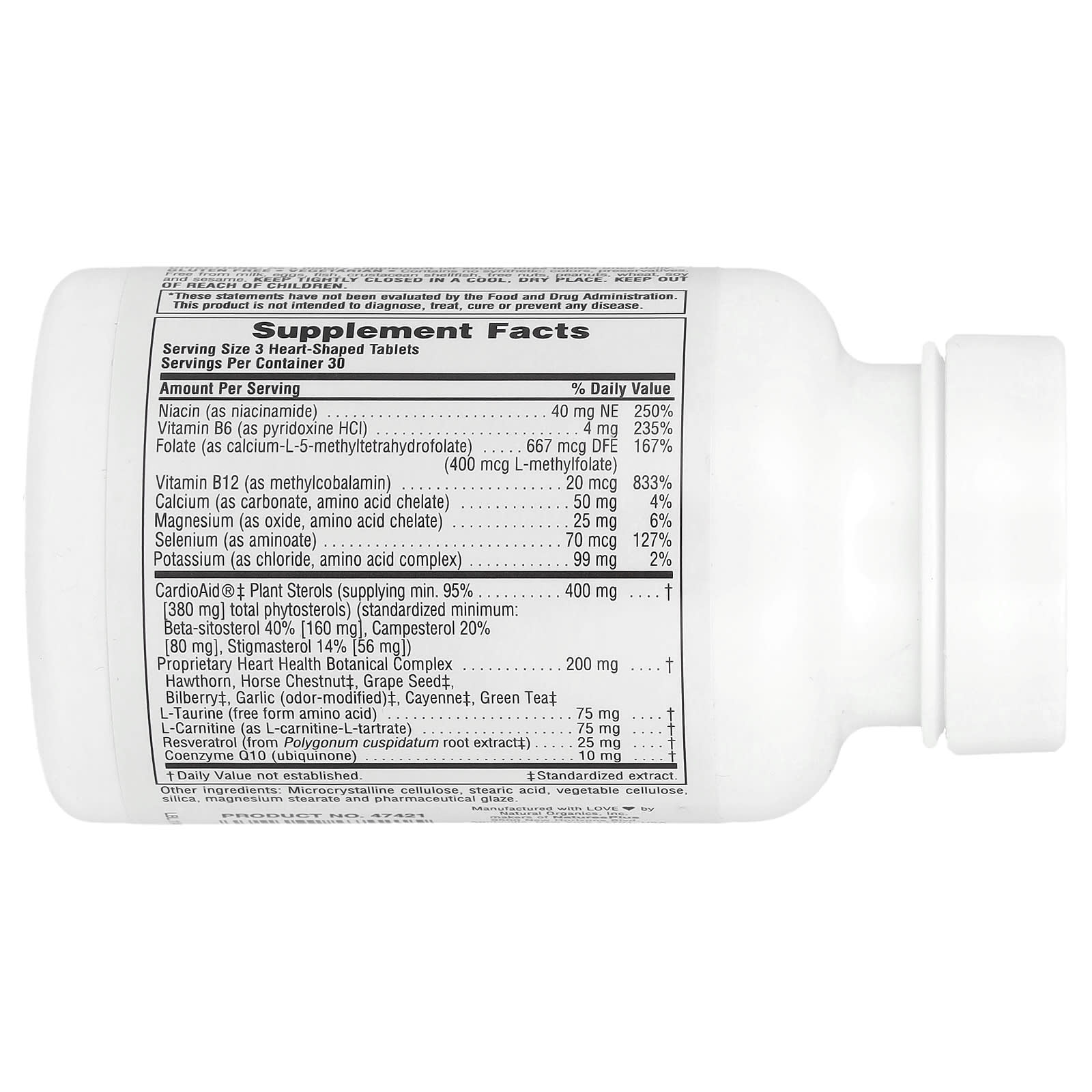 NaturesPlus, HeartBeat®, Cardiovascular Support, 90 Heart-Shaped Tablets - Image 2
