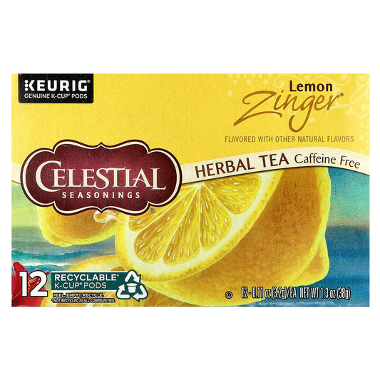 Celestial Seasonings Lemon Zinger Herbal Tea K-Cup Pods, Caffeine Free, 12ct - Image 1