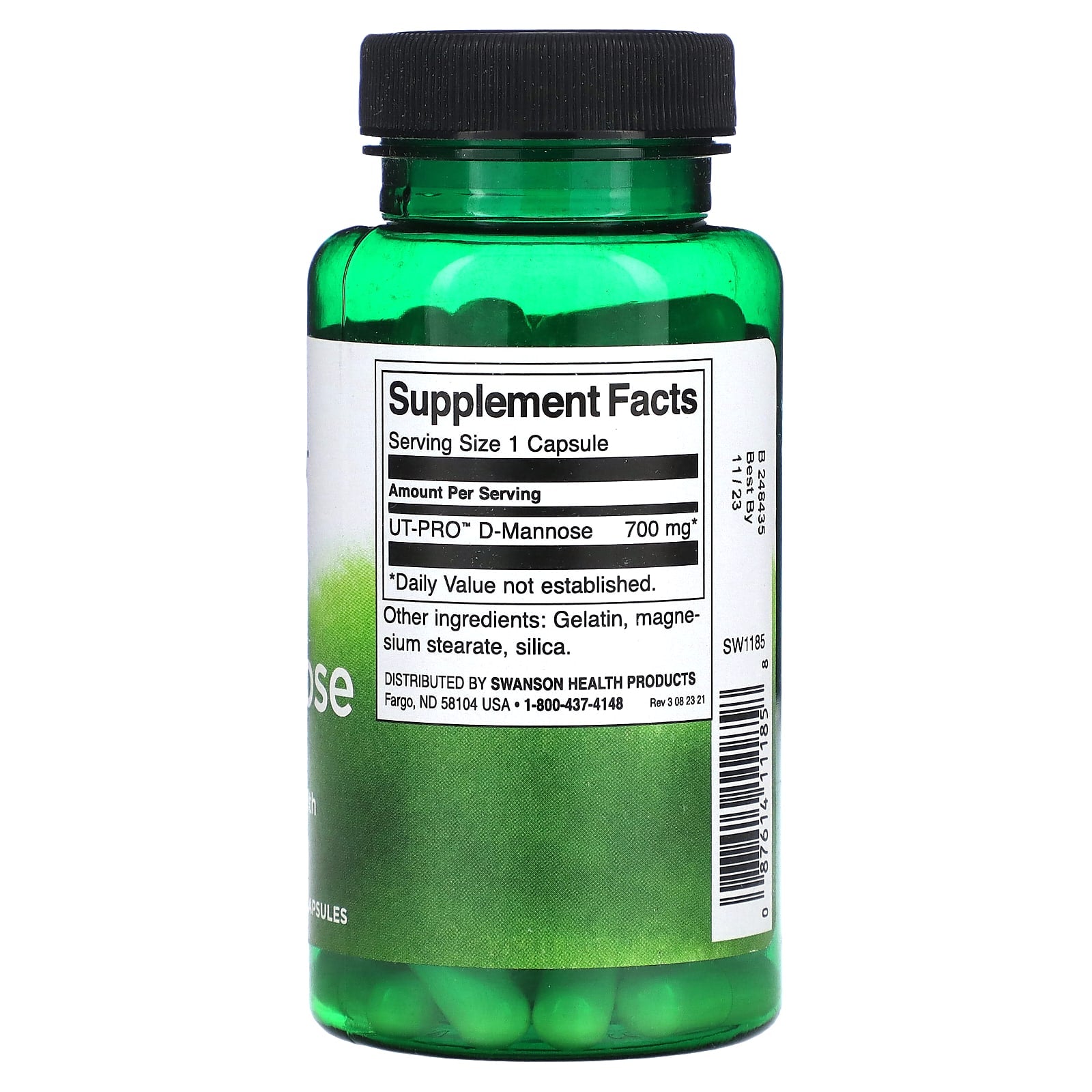 Swanson, D-Mannose, 700 mg, 60 Capsules - Image 2