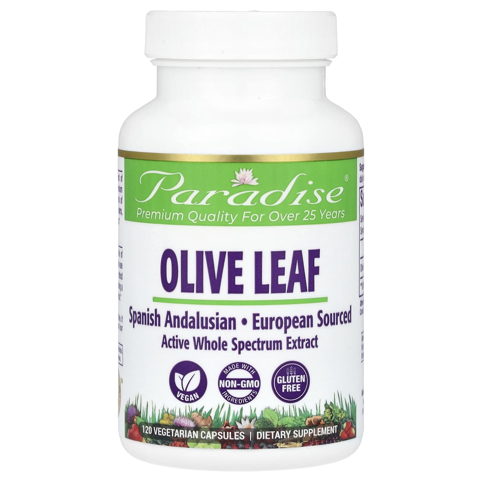 Paradise Herbs, Olive Leaf, 120 Vegetarian Capsules (250 mg per Capsule) - Image 1