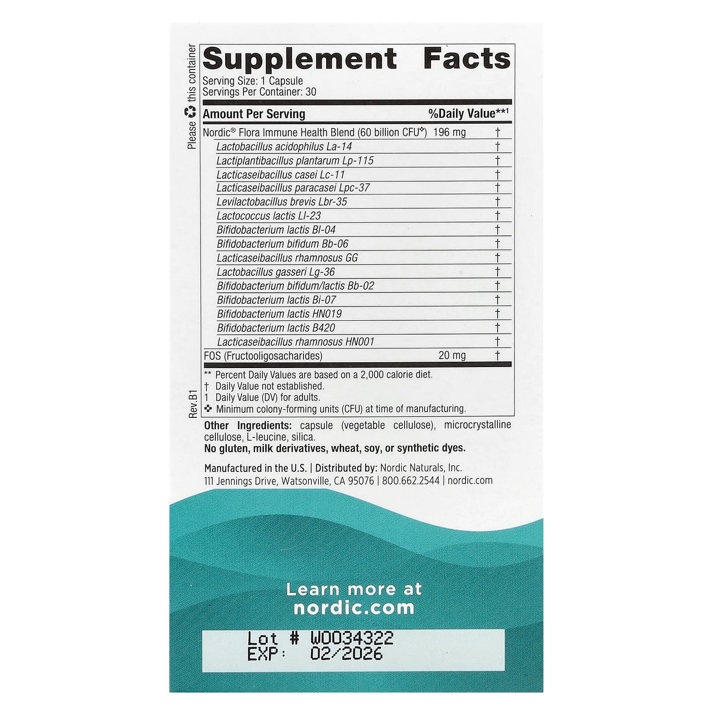 Nordic Naturals, Nordic Flora Probiotic, Immune Health, 60 Billion CFU, 30 Capsules - Image 2