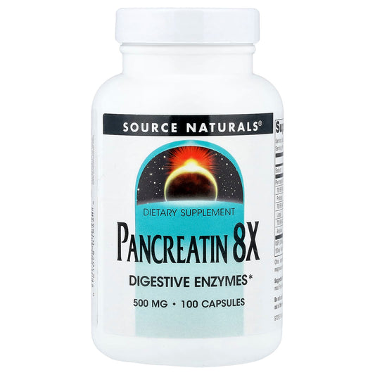Source Naturals, Pancreatin 8X, 100 Capsules - Image 1