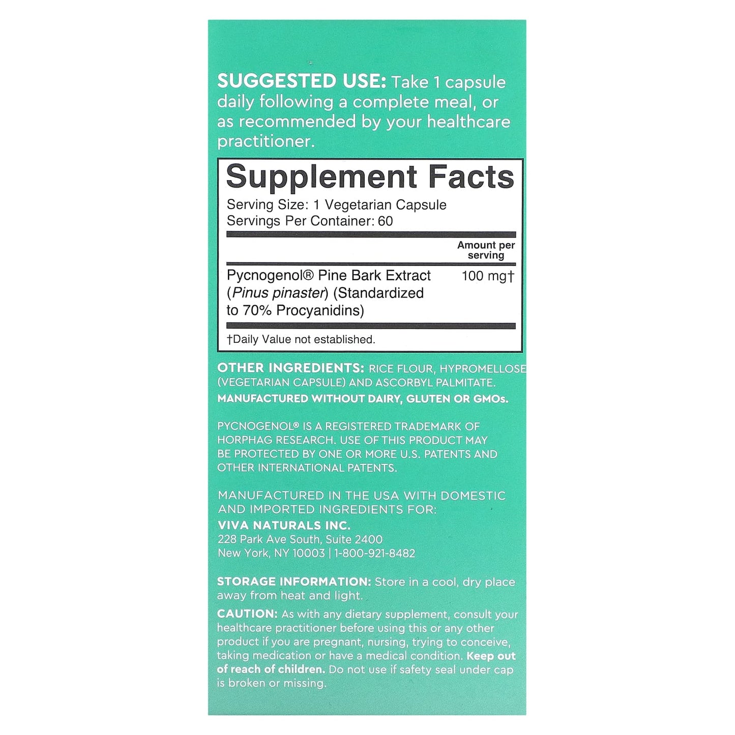 Viva Naturals, French-Maritime Pycnogenol, 100 mg, 60 Veggie Capsules - Image 2