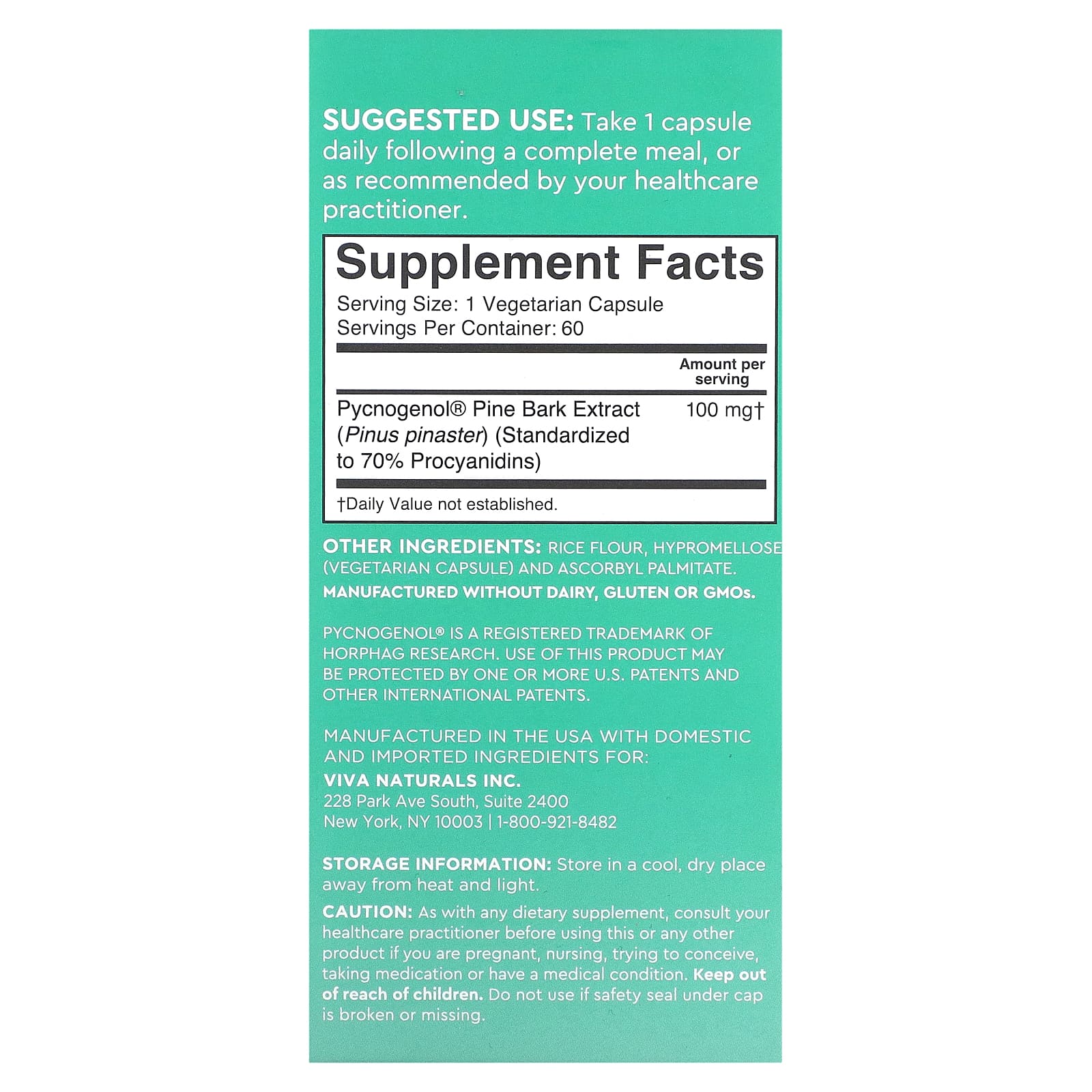 Viva Naturals, French-Maritime Pycnogenol, 100 mg, 60 Veggie Capsules - Image 2