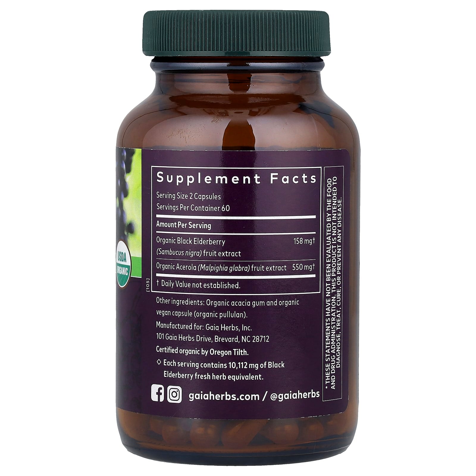 Boost Immune System with USDA Organic Black Elderberry Capsules by Gaia Herbs - Image 2