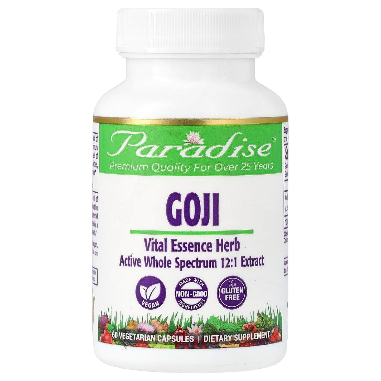 Paradise Herbs, Goji, 60 Vegetarian Capsules (400 mg per Capsule) - Image 1