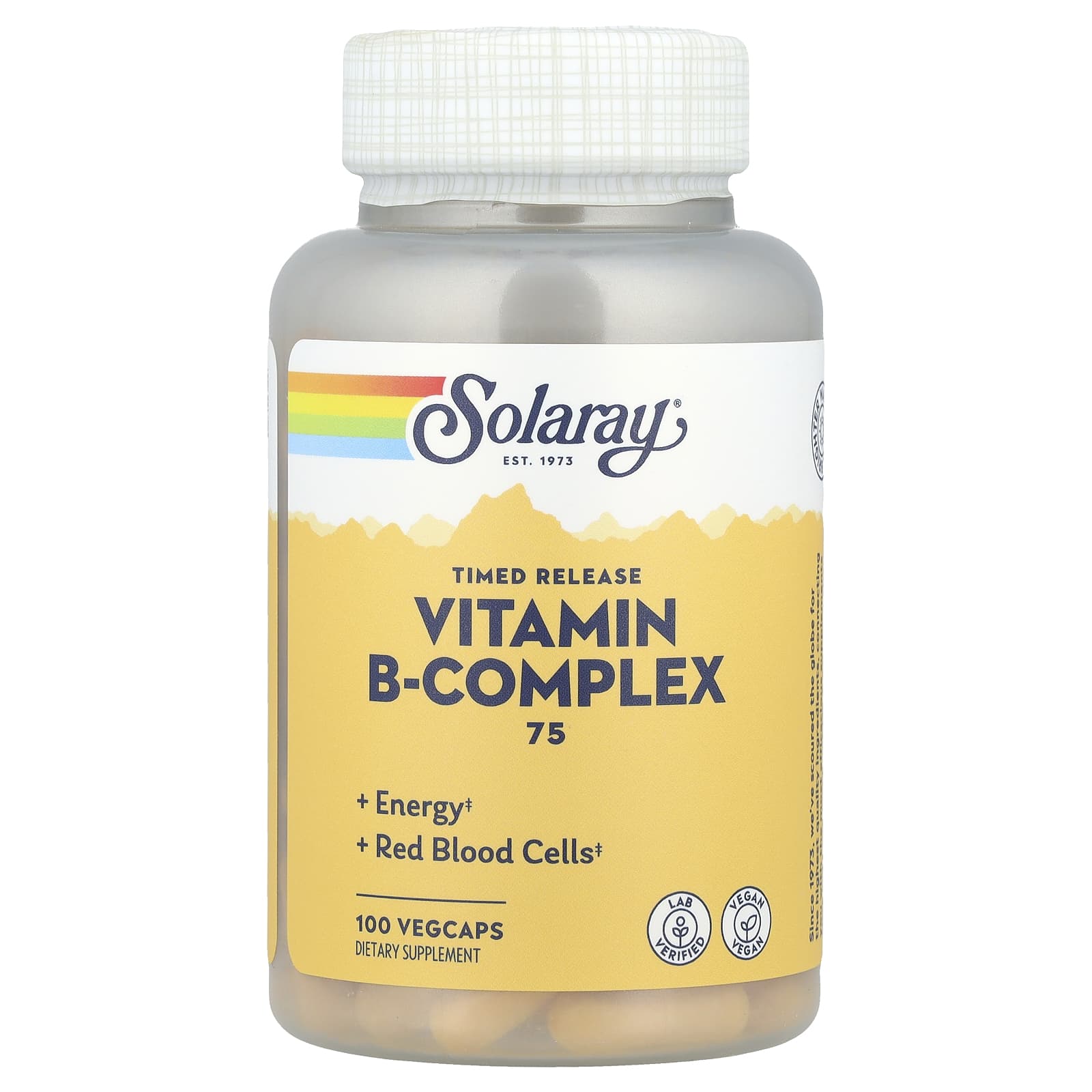 Solaray, Vitamin B-Complex 75, Timed Release, 100 VegCaps - Image 1