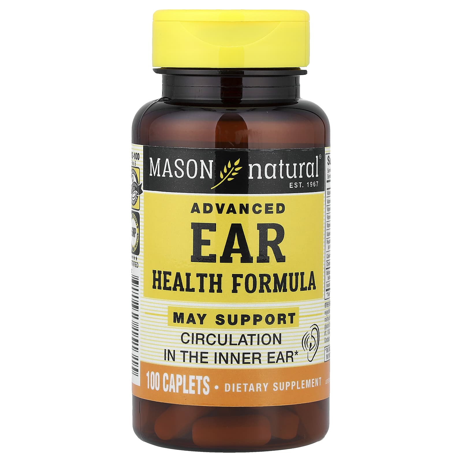Mason Natural, Advanced Ear Health Formula, 100 Caplets - Image 1