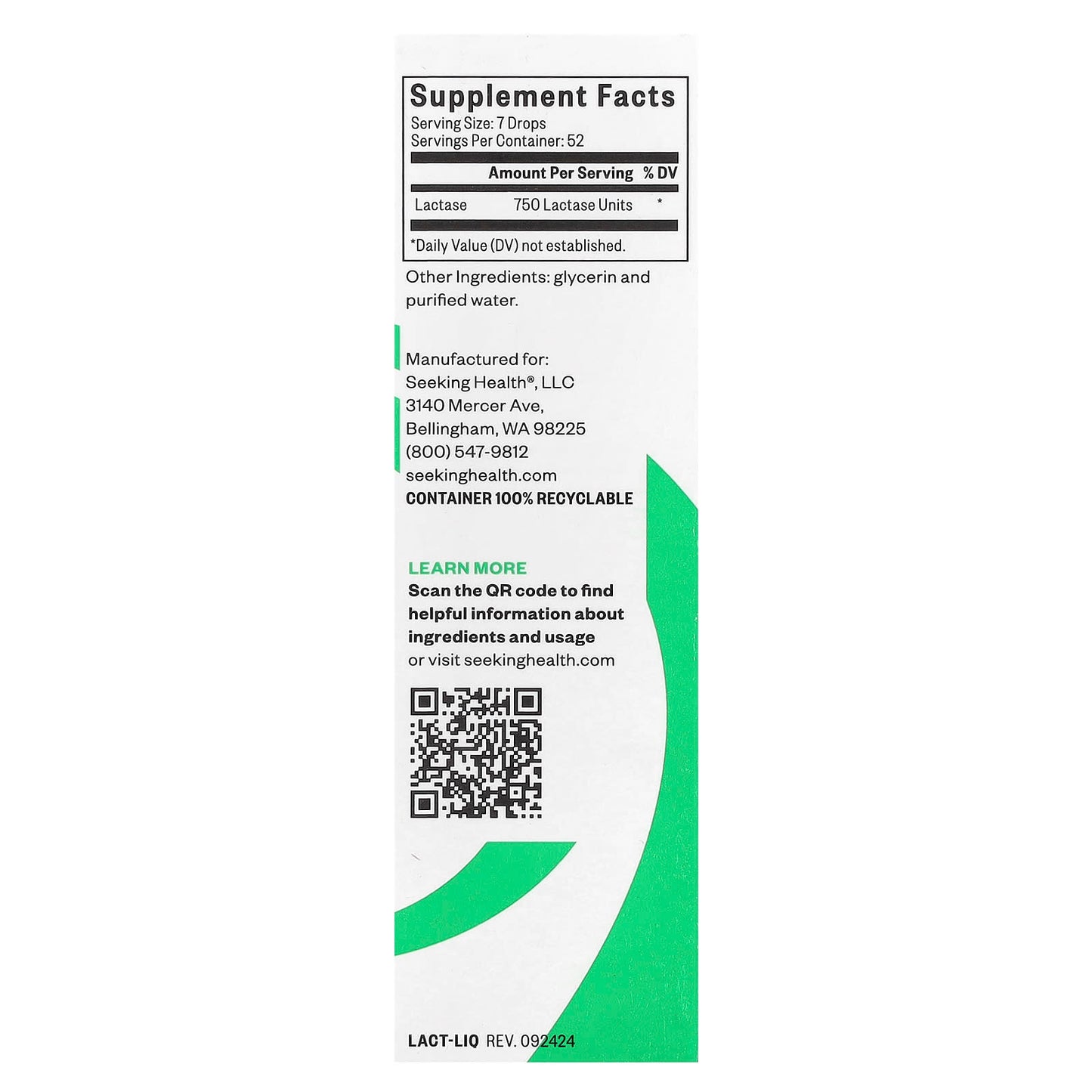 Seeking Health, Lactase Drops, 1/2 fl oz (15 ml) - Image 2