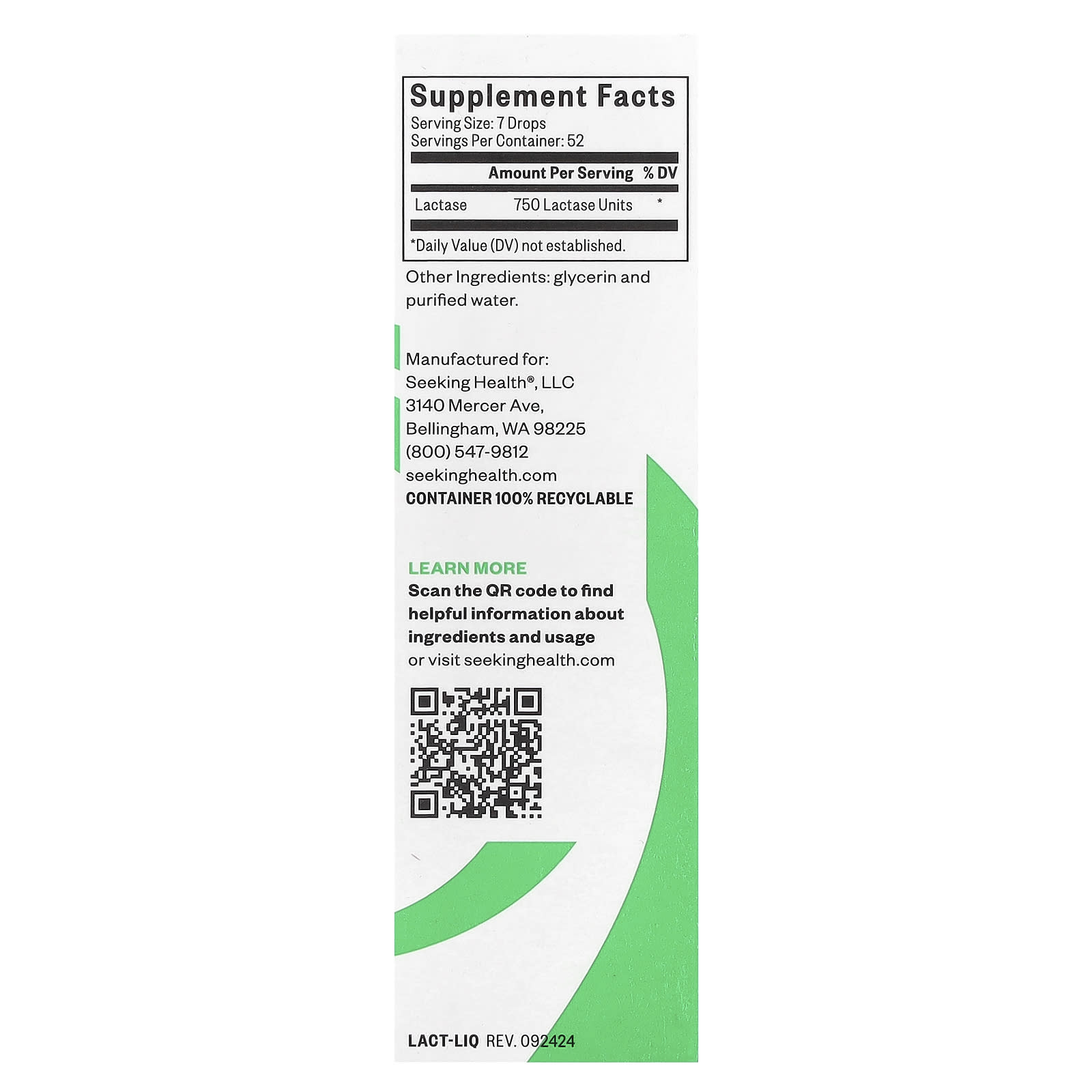 Seeking Health, Lactase Drops, 1/2 fl oz (15 ml) - Image 2