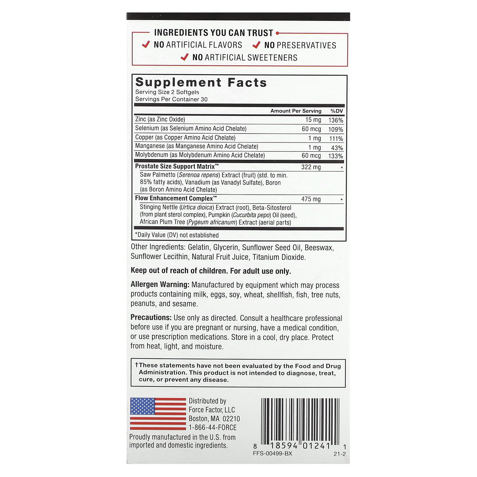 Force Factor Prostate Health Support - 60 Easy-To-Swallow Softgels - Image 2
