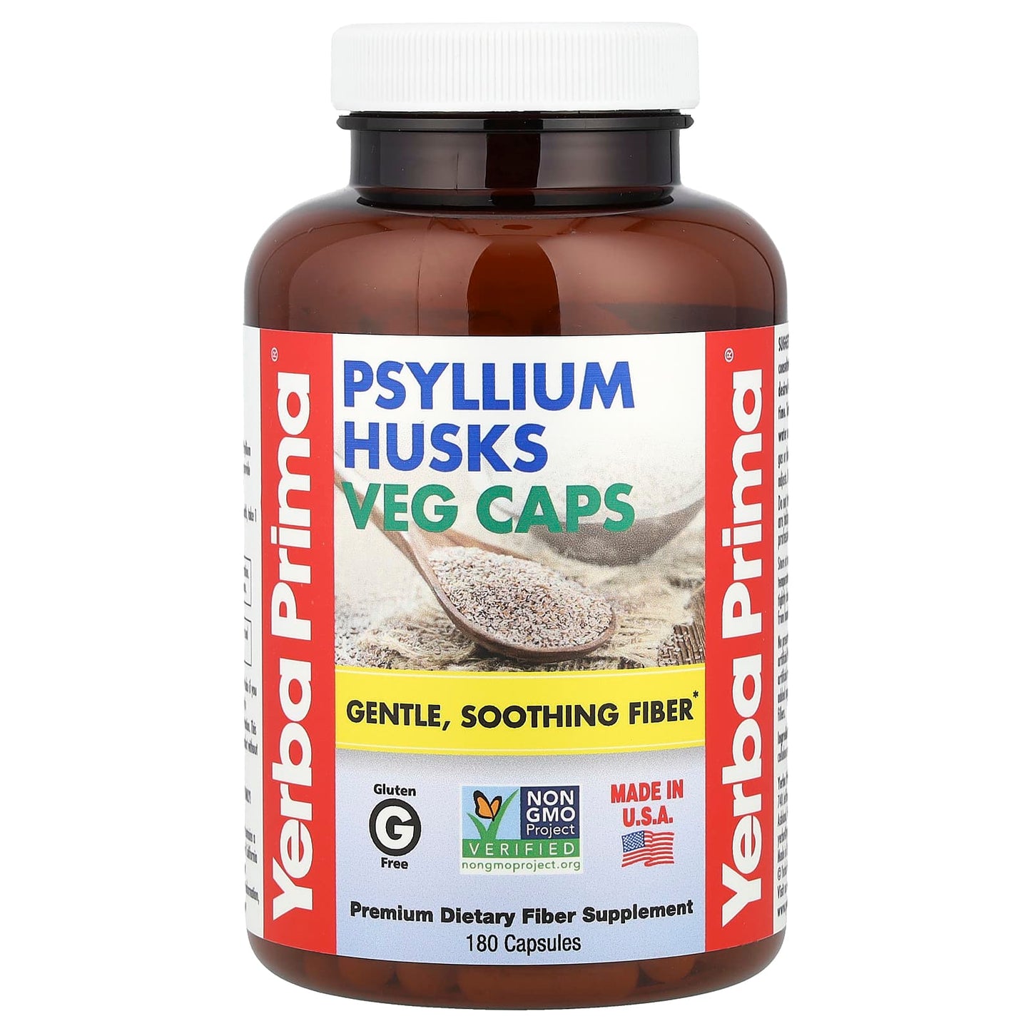 Yerba Prima, Psyllium Husks Veg Caps, 180 Capsules - Image 1