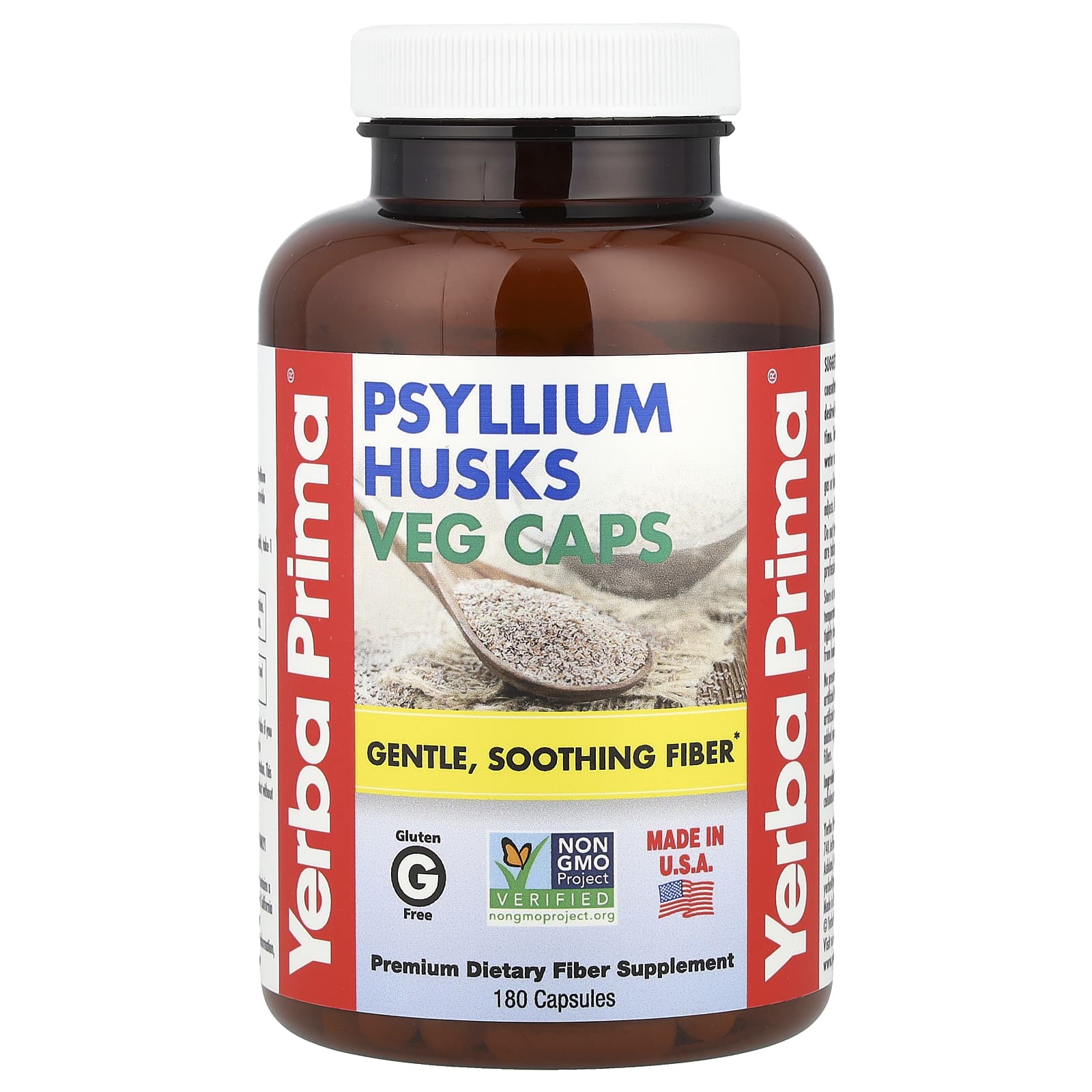 Yerba Prima, Psyllium Husks Veg Caps, 180 Capsules - Image 1