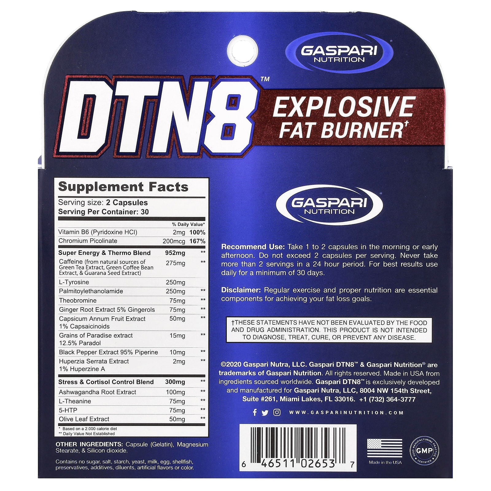 Gaspari Nutrition DTN8 Ultimate Fat Burner & Energy Supplement - Image 2