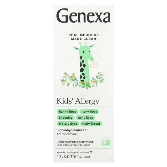 Genexa, Kids' Allergy, Ages 6+, Organic Agave, 4 fl oz (118 ml) (12.5 mg per Serving)