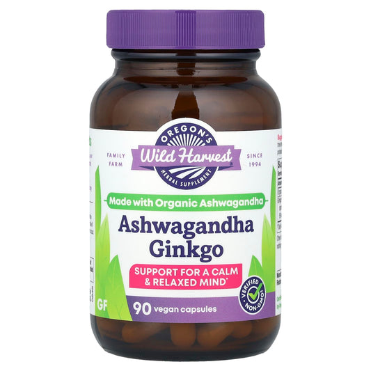 Oregon's Wild Harvest, Ashwagandha Ginkgo, 90 Vegan Capsules - Image 1