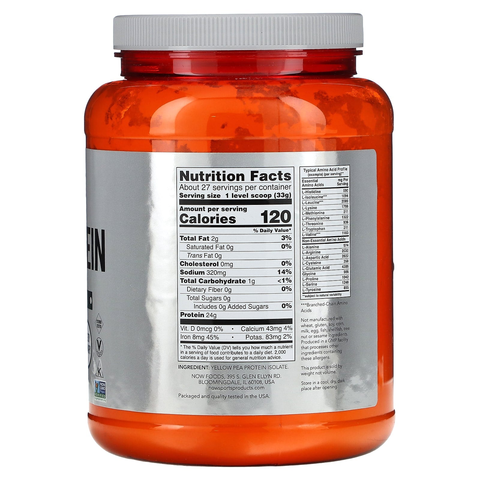 NOW Foods, Sports, Pea Protein, Pure Unflavored, 2 lbs (907 g) - Image 2