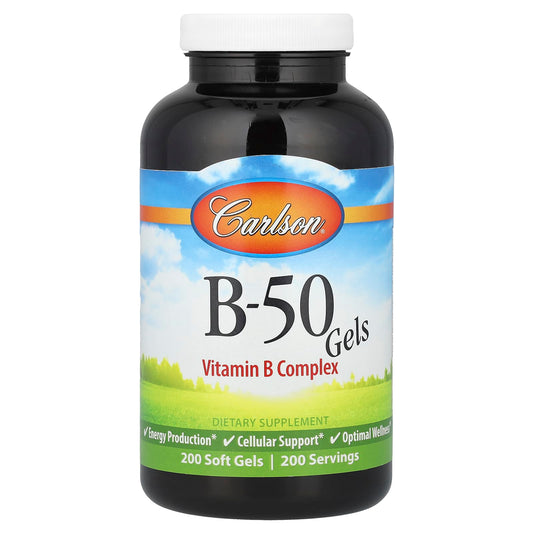 Carlson B-50 Gel Vitamin B Complex Energy & Wellness Supplement - Image 1