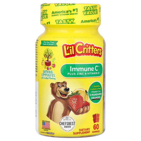 L'il Critters, Immune C™ Plus Zinc & Vitamin D, Assorted Flavors, 60 Gummies - Image 1