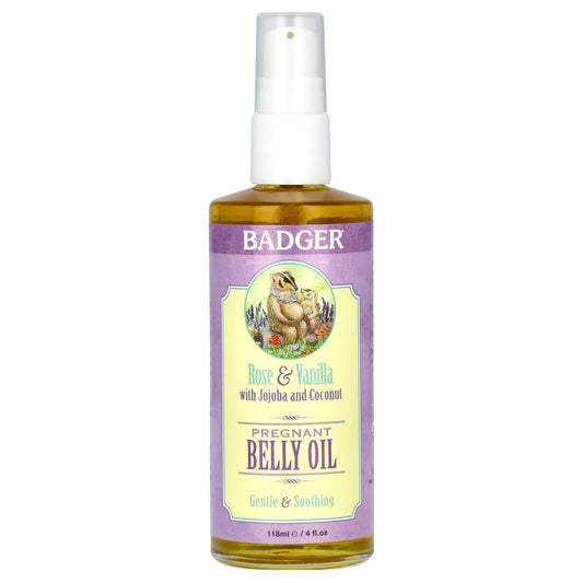 Pregnant Belly Oil with Rose & Vanilla | USDA Organic | Badger - Image 1