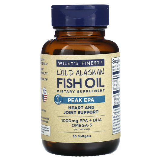 Wiley's Finest, Wild Alaskan Fish Oil, Peak EPA, 30 Softgels - Image 1