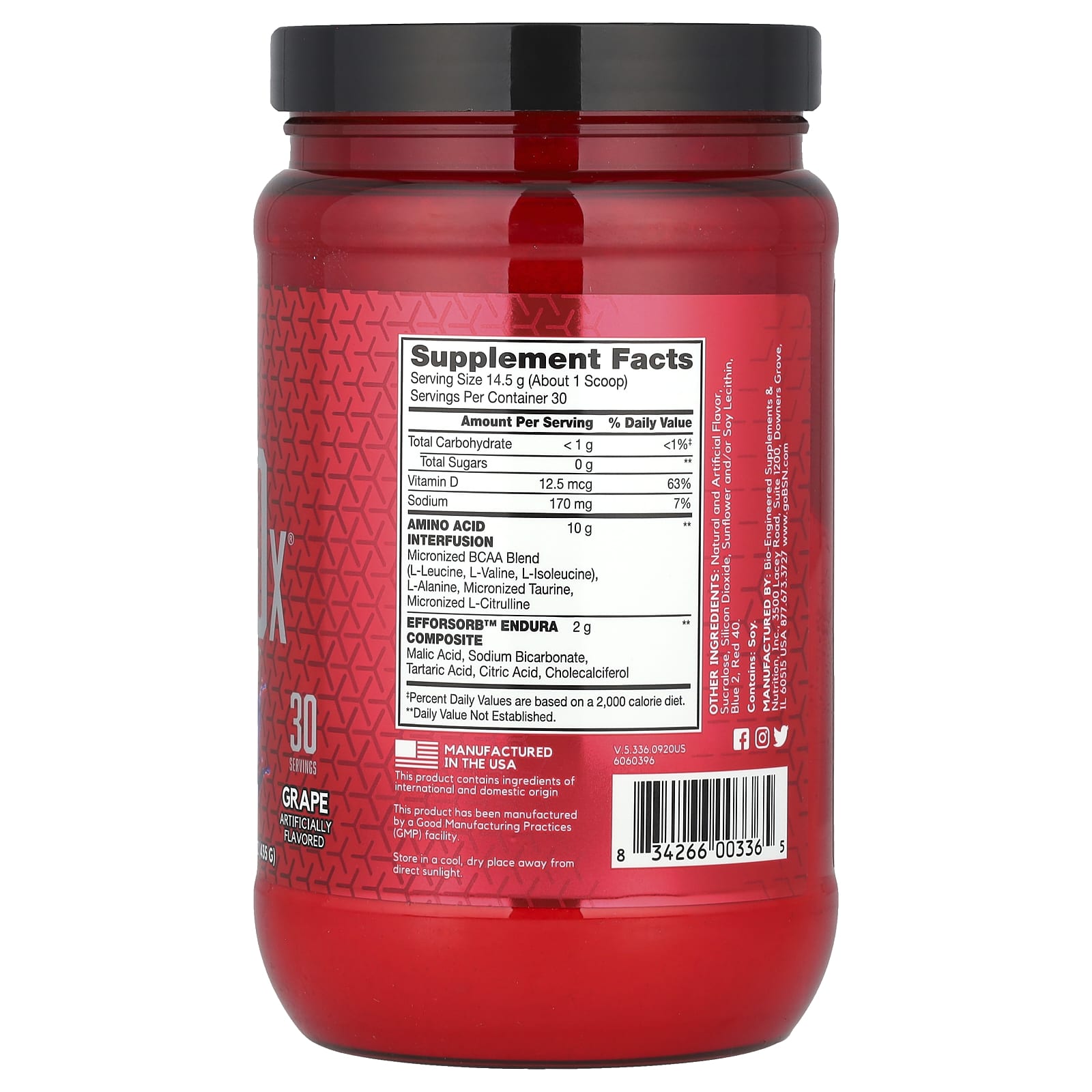 BSN AminoX Endurance & Recovery Grape 15.3 oz - Image 2
