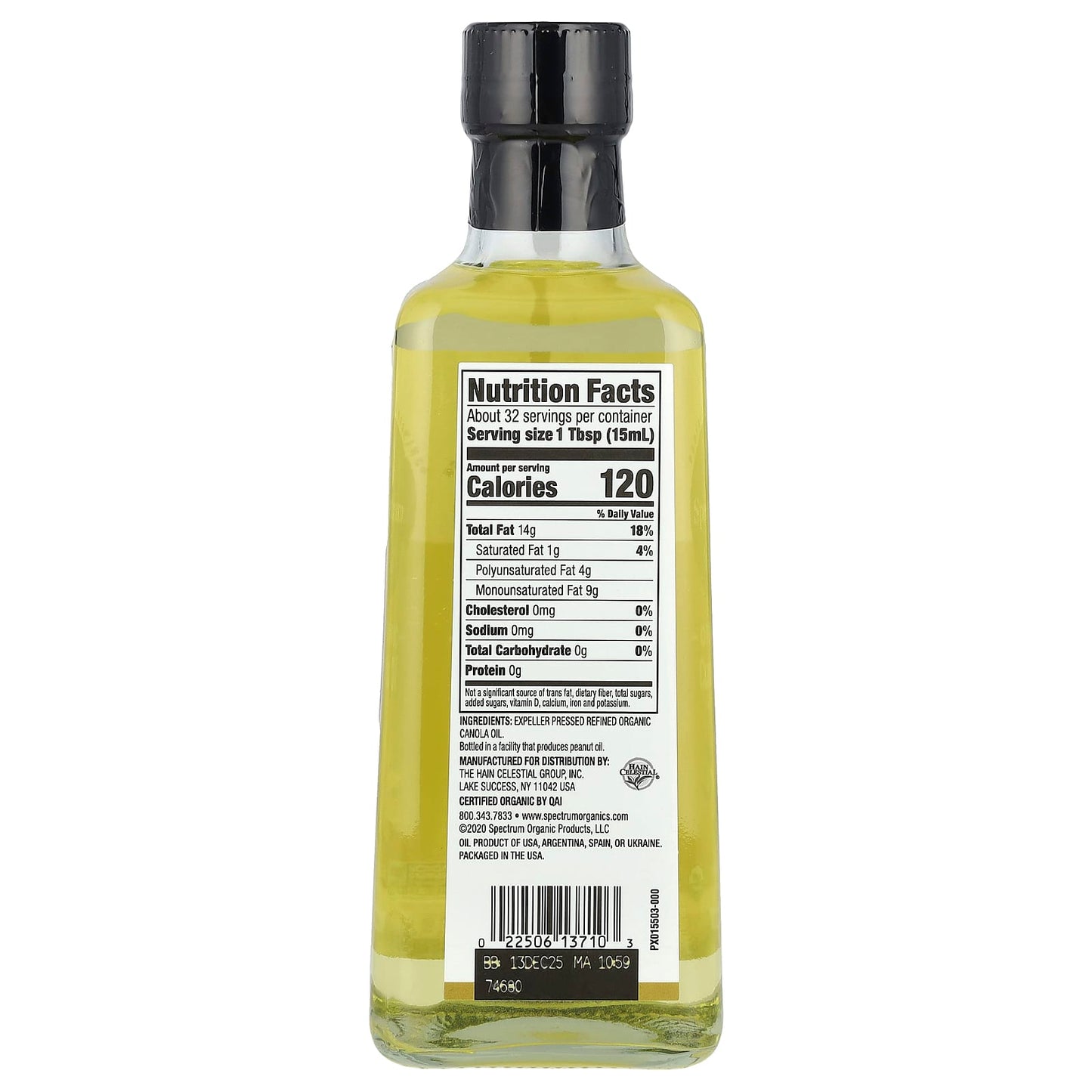 Spectrum Culinary, Organic Canola Oil, Expeller Pressed, Refined, 16 fl oz (473 ml) - Image 2