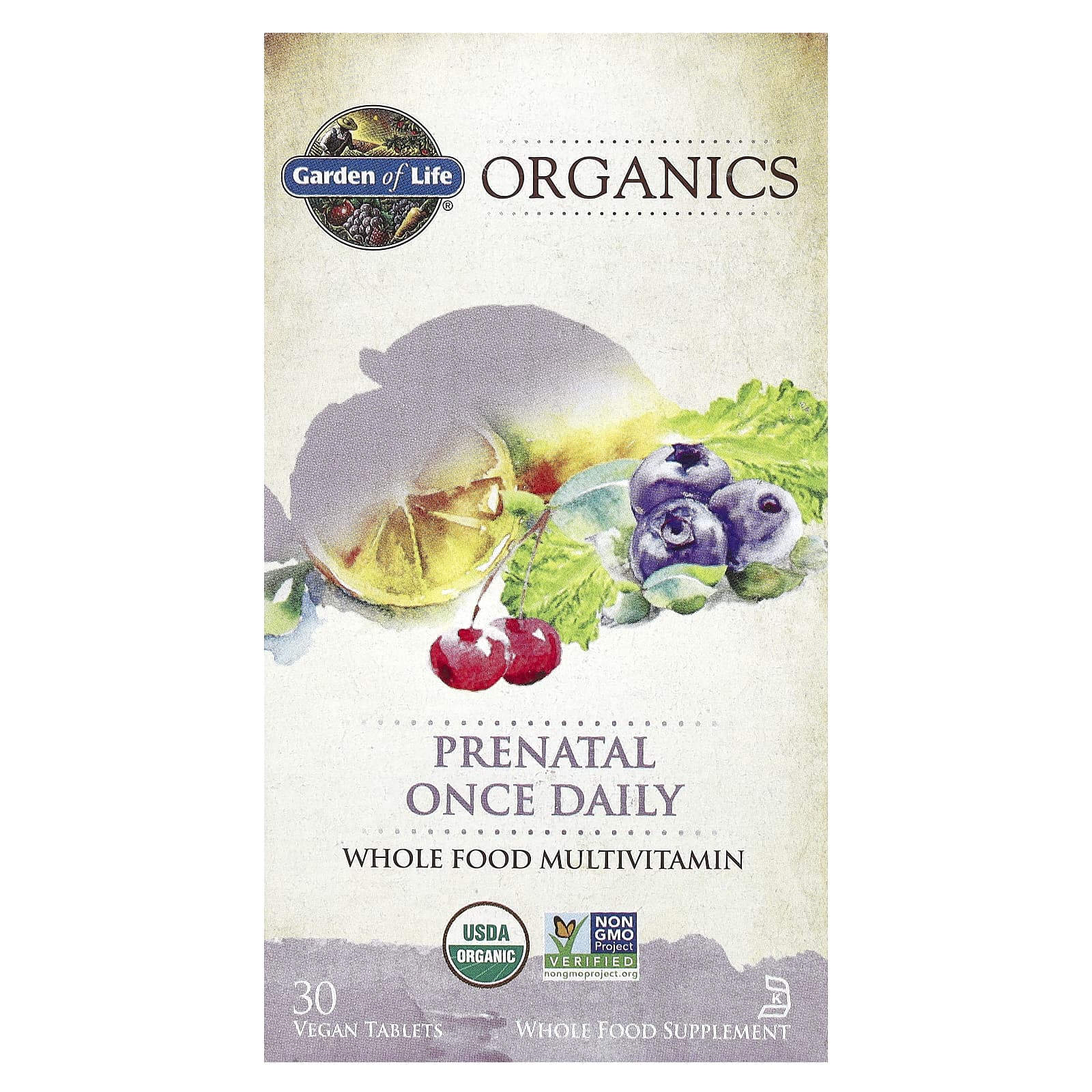 Garden of Life USDA Organic Prenatal Whole Food Multivitamin - 30 Vegan Tablets - Image 1